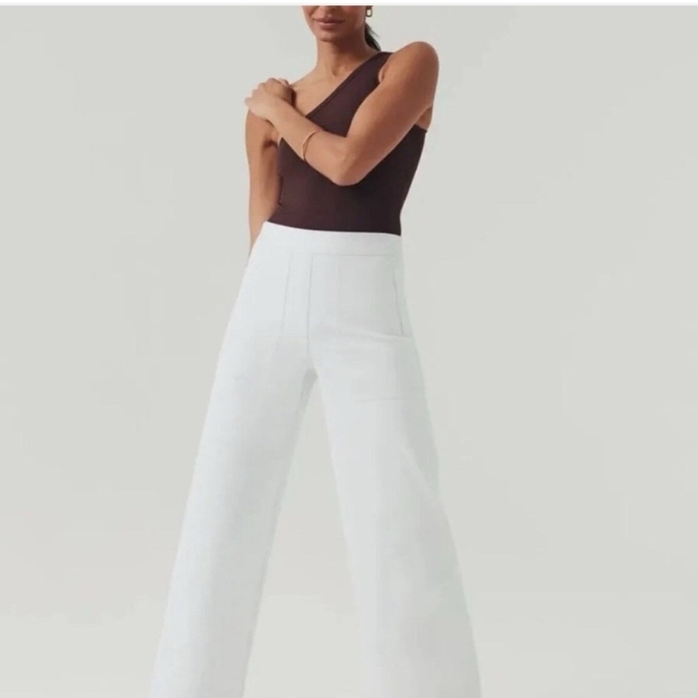 SPANX white wide leg cropped